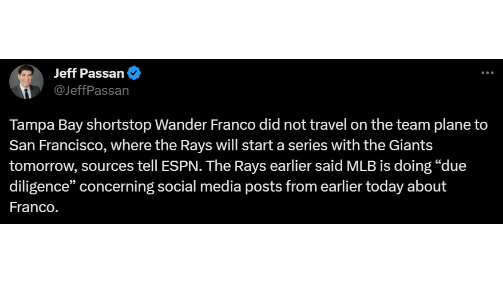 MLB looking into social media posts involving Rays' Wander Franco - ESPN