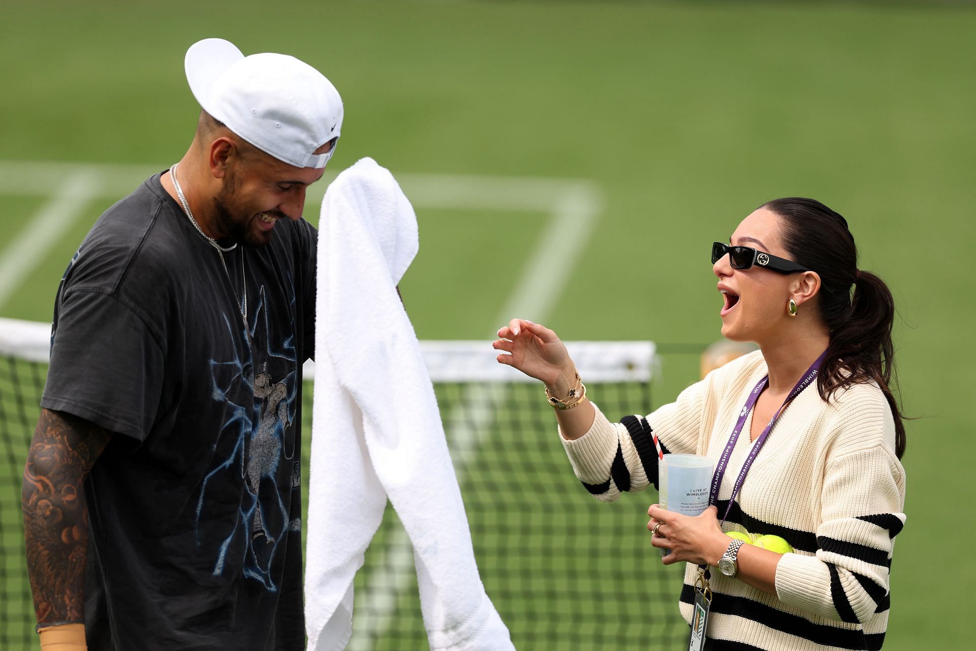 Nick Kyrgios with his girlfriend Costeen Hatzi at Wimbledon 2023