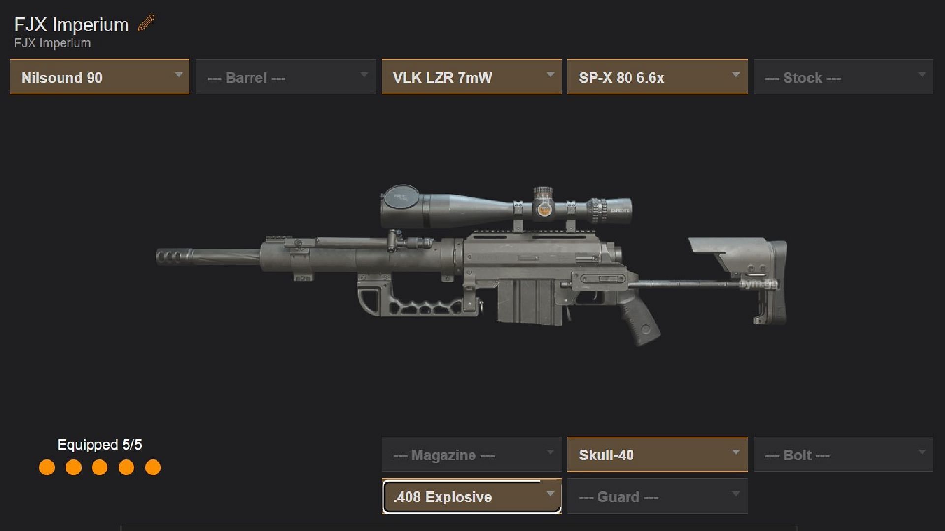 FJX Imperium weapon build (Image via Sym.gg)