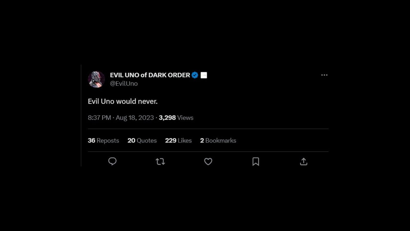 Evil Uno&#039;s now-deleted tweet moments after Cash Wheeler&#039;s arrest