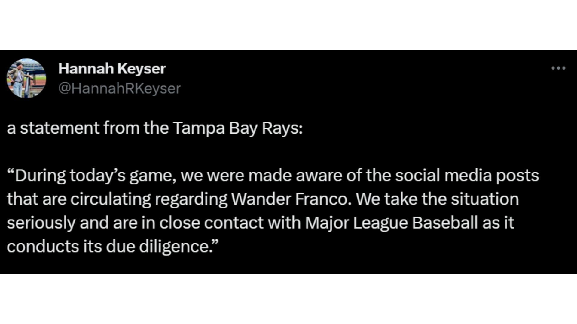 Social Media Posts Surrounding Wander Franco Under MLB