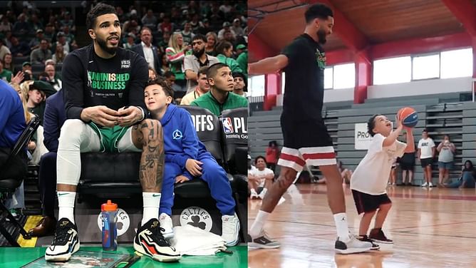 Watch: Jayson Tatum shows no mercy and knocks son Deuce's shot out of orbit