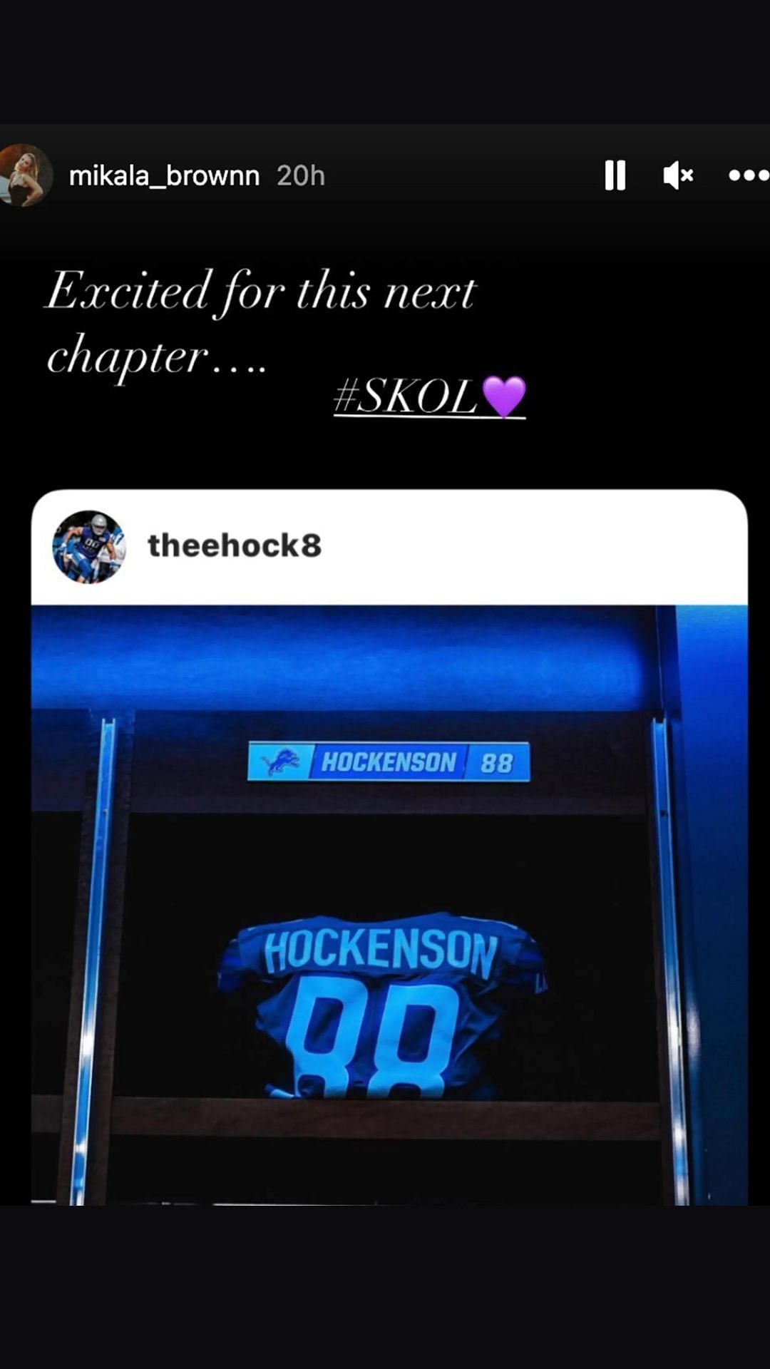Brown&#039;s IG story to Hockenson&#039;s post on his farewell from the Lions. Credit: NY Post