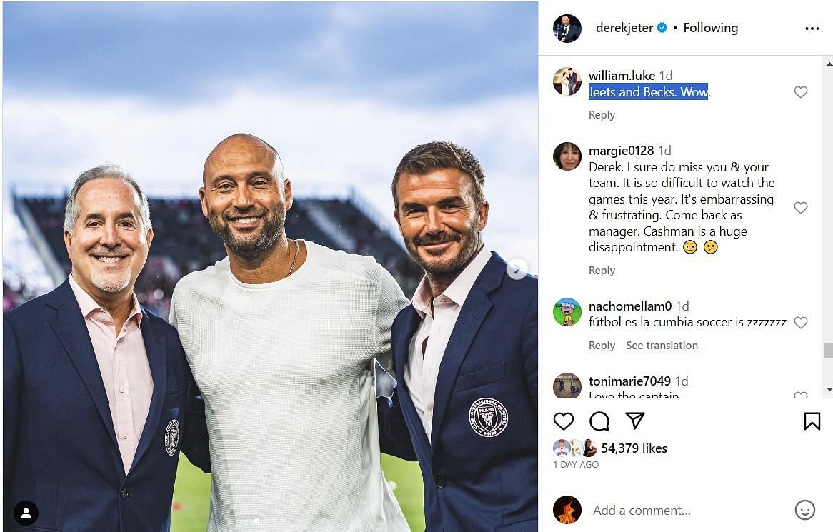 Fans were in awe of Jeter being at his first soccer game