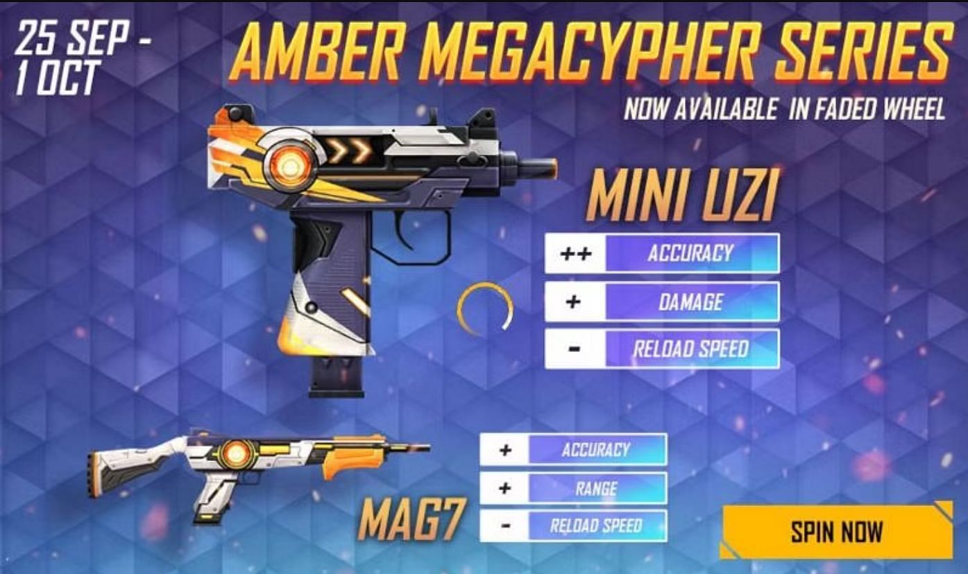The Mini Uzi Amber Megacypher was launched in a Faded Wheel (Image via Garena)