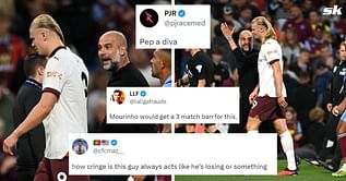 “How cringe is this guy” – Fans label Pep Guardiola as ‘diva’ after he fumes at Erling Haaland despite 2 goals against Burnley