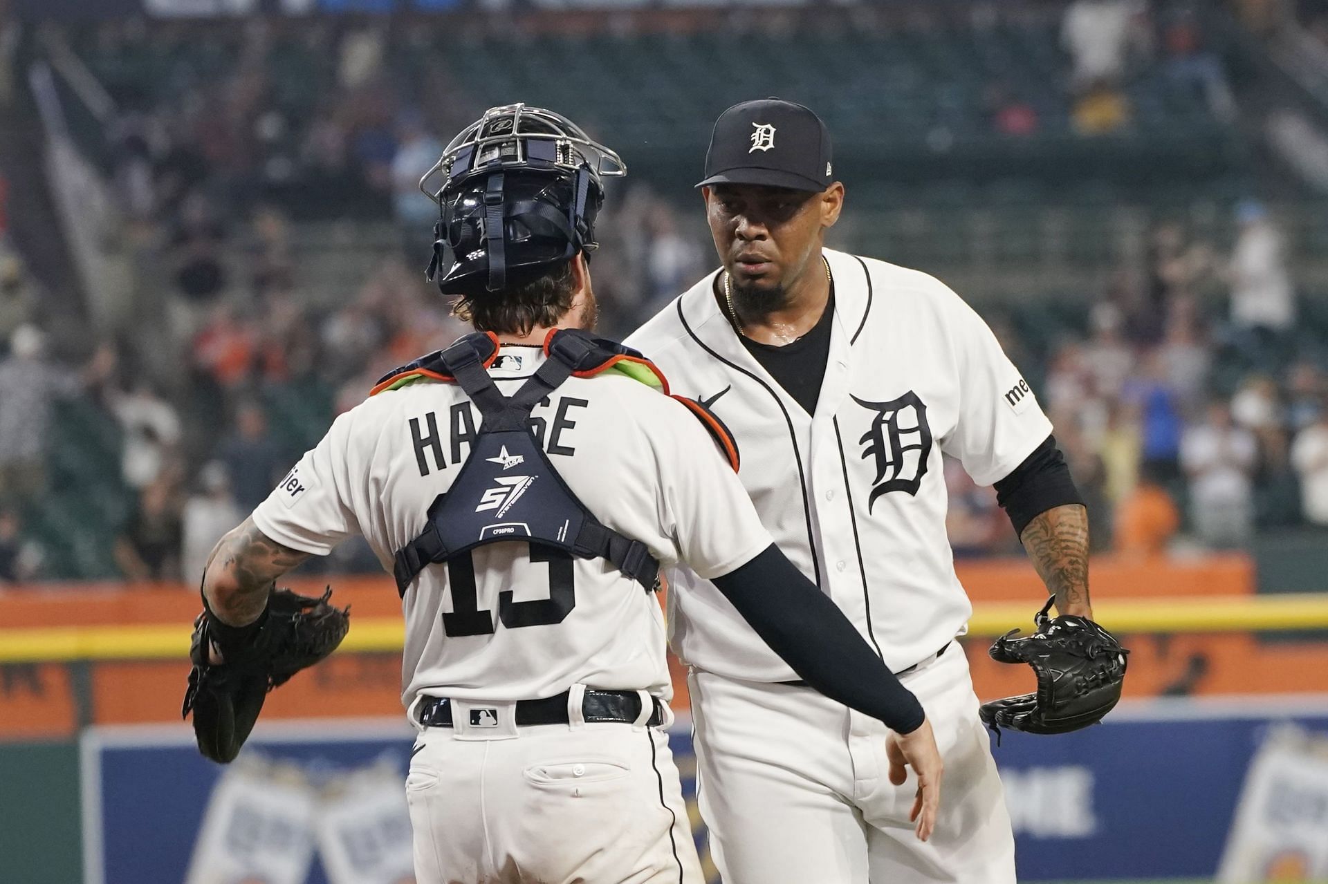 14 MAY 2015: Detroit Tigers mascot Paws entertains the fans during a  regular season game between the Minnesota Twins and the Detroit Tigers  played at Comerica Park in Detroit, MI. (Icon Sportswire