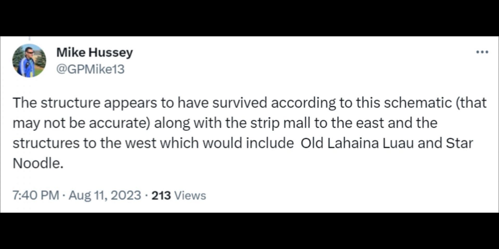 Netizens express their worry about whether or not the Old Luau survived the wildfire. (Image via X/GPMike13)