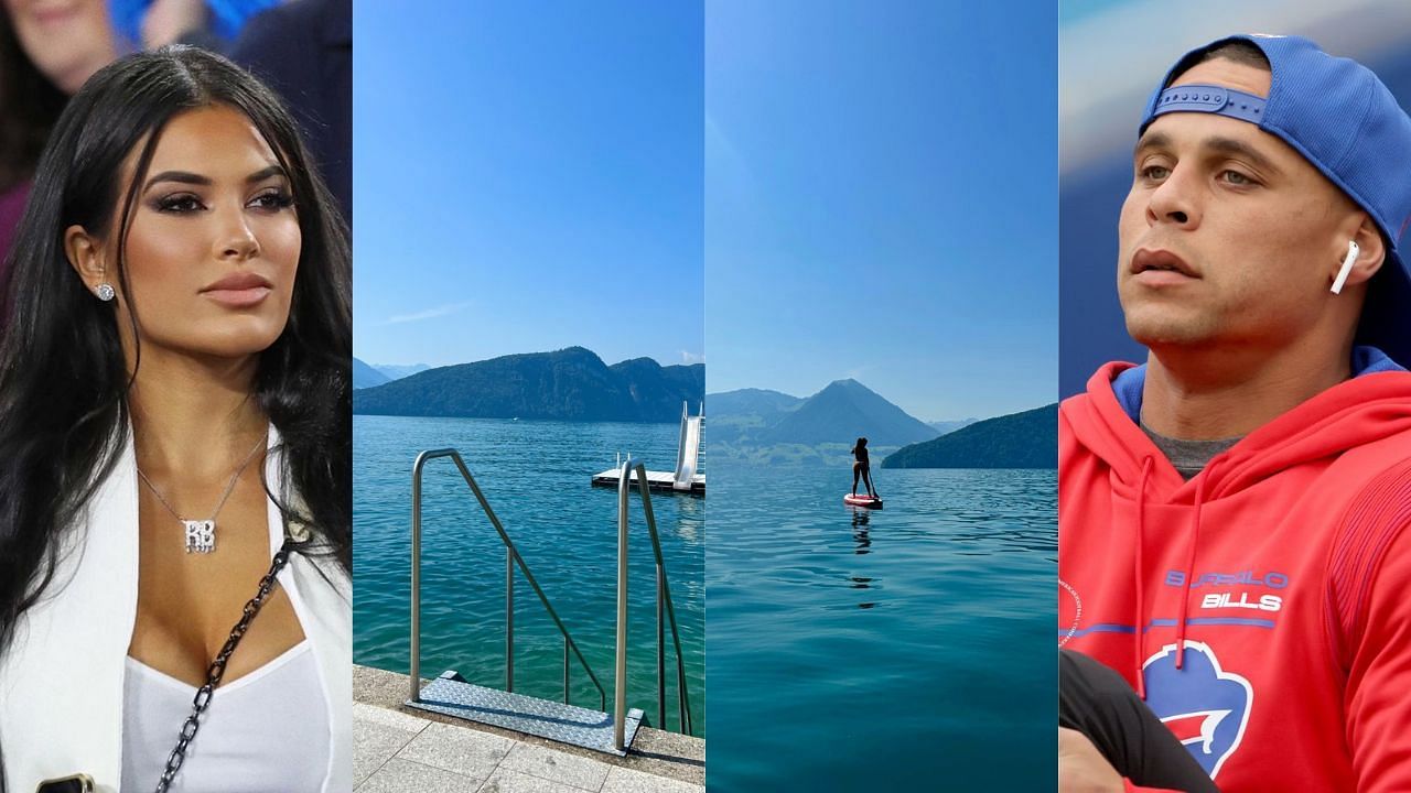 Rachel Bush is vacationing in Switzerland as Jordan Poyer practices