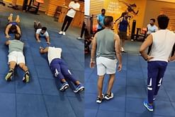 [Watch] MS Dhoni indulges in a group workout session with his friends
