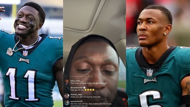 WATCH: DeVonta Smith calling out A. J. Brown to get off IG live after Eagles WR gets wisdom teeth removed