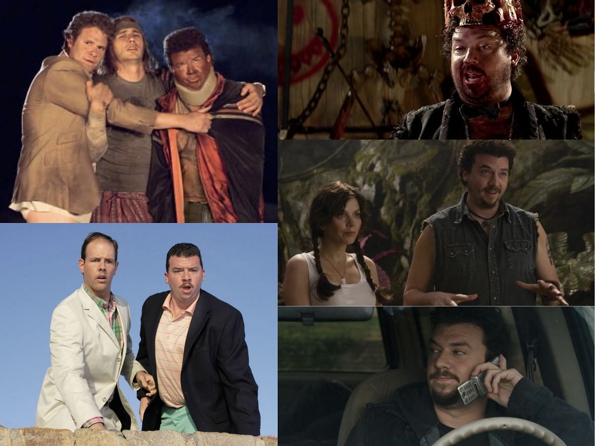 Collage of scenes from movies featuring Danny McBride (images via IMDB)