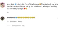 Comments on Bre Tiesi IG post of her divorce part (Credits: Instagram/@bre_tiesi)