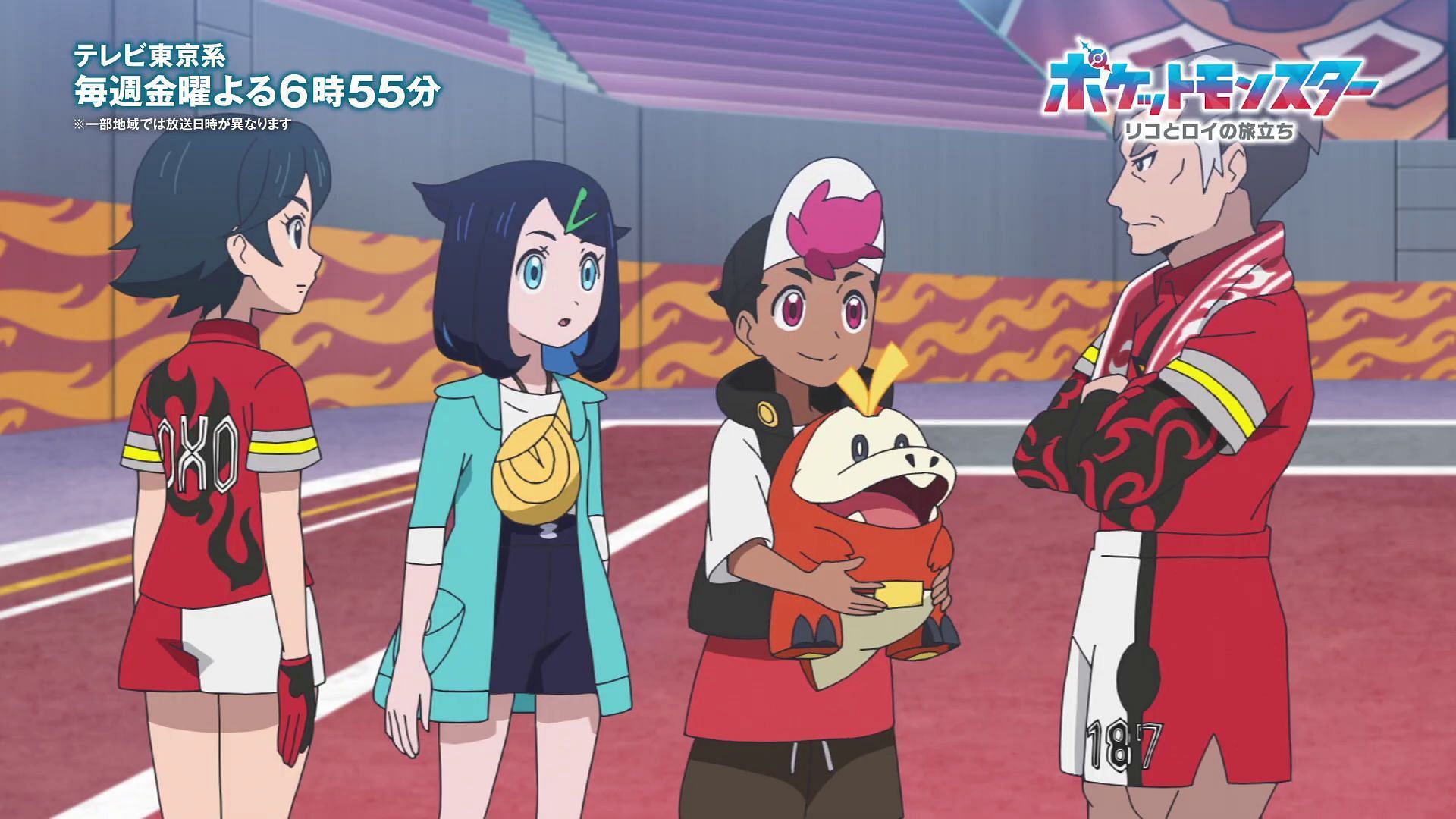 The Galarian Gym Leader Kabu speaks with Liko and Roy in Pokemon Horizons.