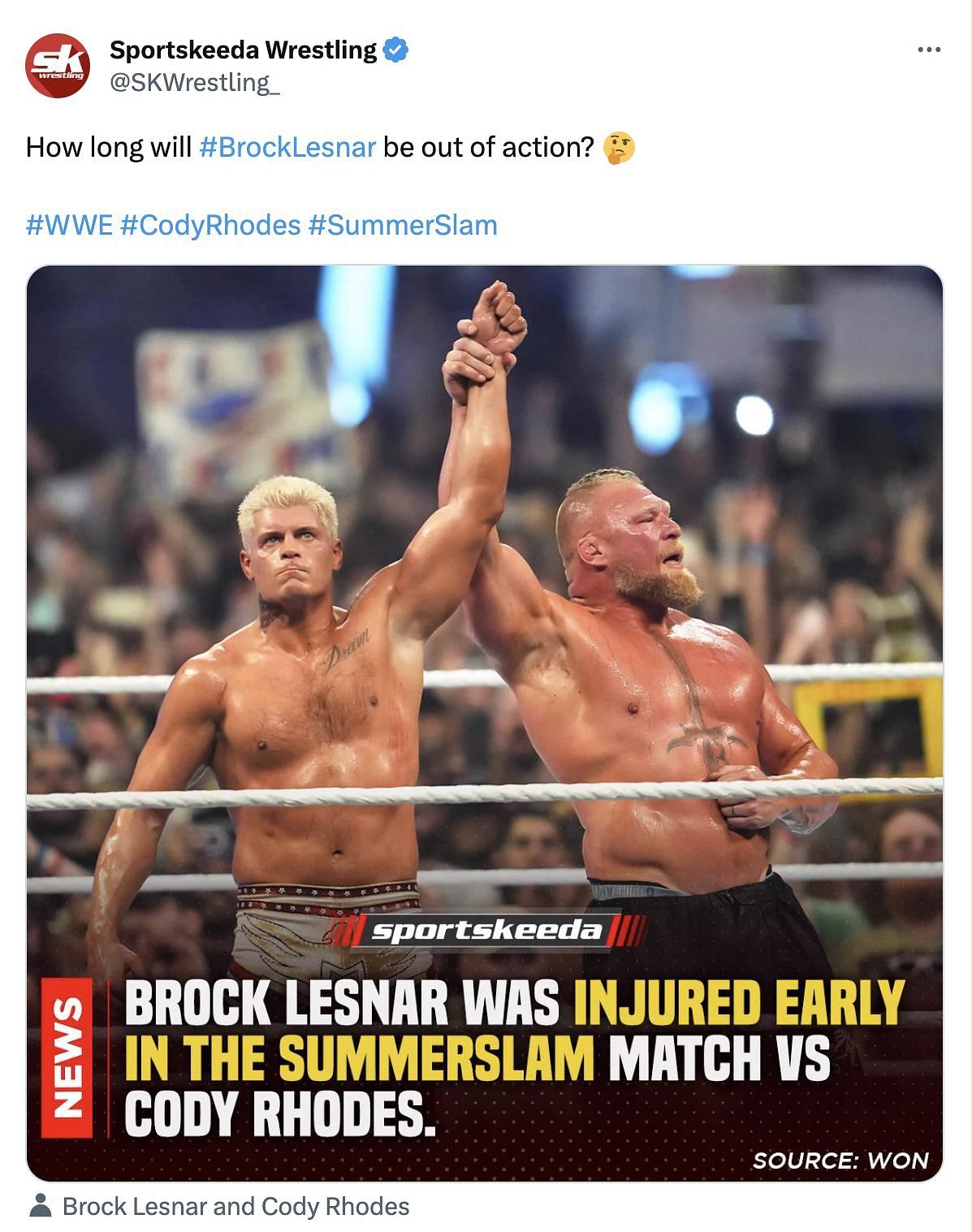 Lesnar&#039;s potential injury report.