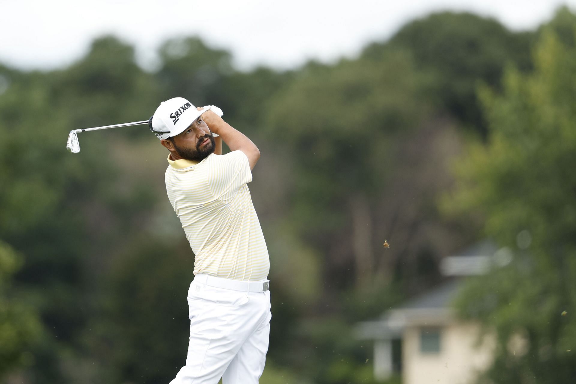 J.J. Spaun plays his shot from the fourth tee during the third round of the 3M Open