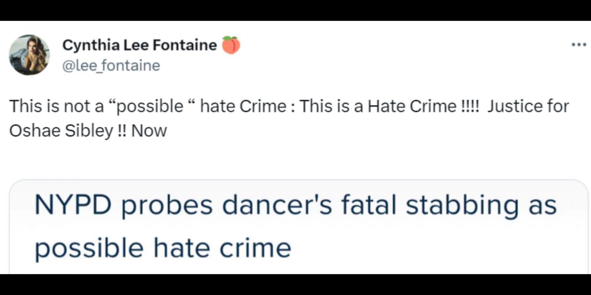 Internet erupts in outrage and calls O&#039;Shae Sibley&#039;s death a hate crime. (Image via Twitter/@lee_fontaine)