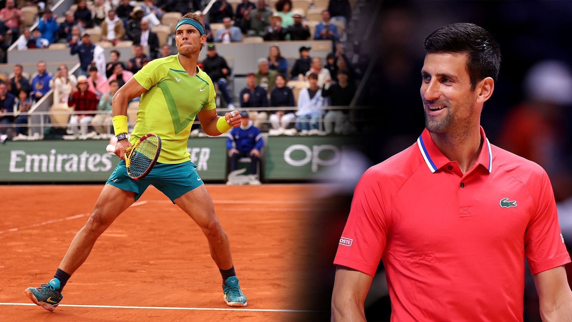 Rafael Nadal (L) and Novak Djokovic (R)