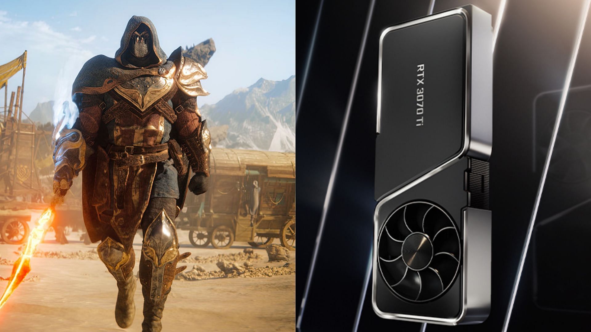 The RTX 3070 and 3070 Ti are solid video cards for playing Atlas Fallen (Image via Focus Entertaiment and Nvidia)