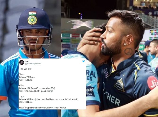 "Hardik Pandya doesn’t like Mumbai Indians so he dropped him" - Fans react after Ishan Kishan gets dropped from playing XI for 3rd T20I vs WI