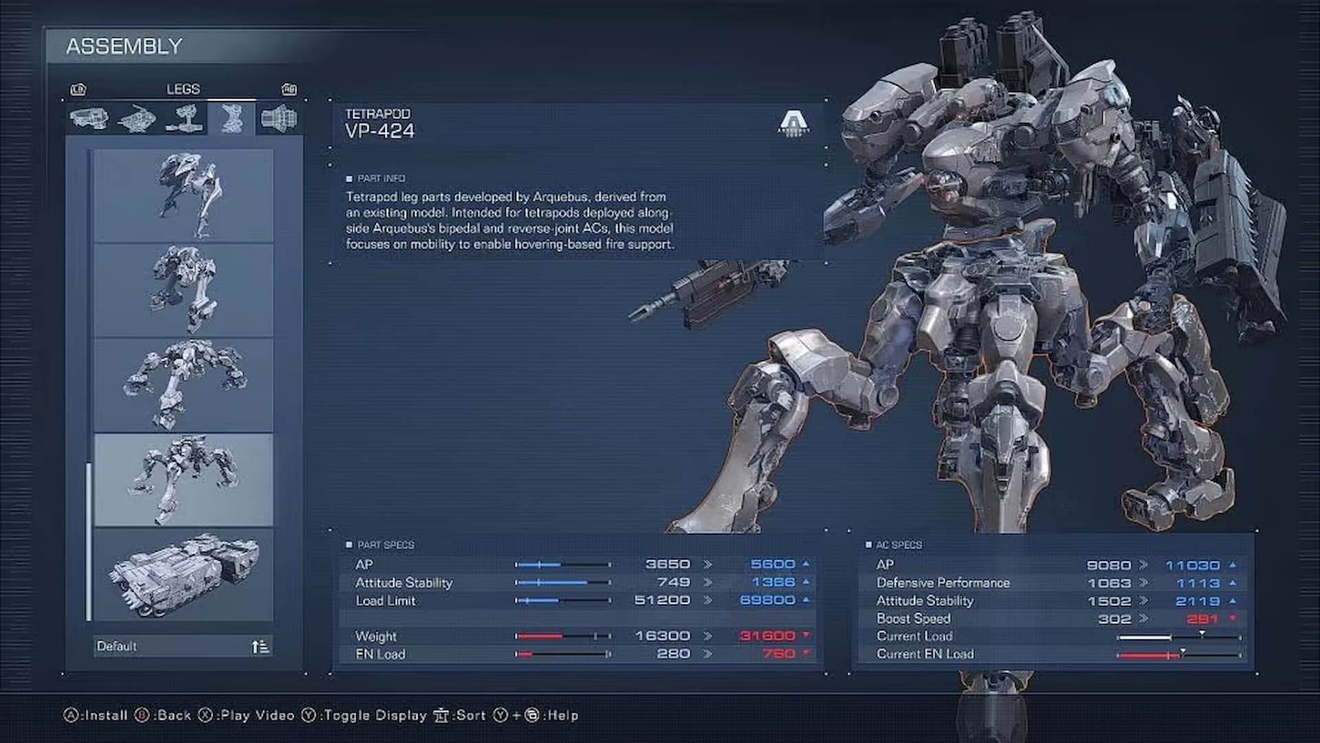 Use the VP-424 tetrapod in this Armored Core 6 build (Image via FromSoftware)