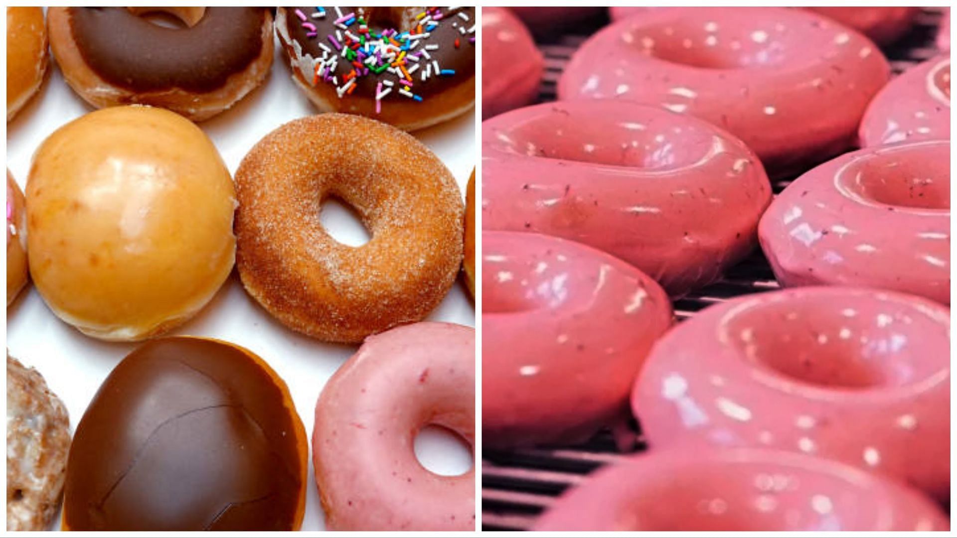 This doughnuts line up looks really appetizing (Image via Getty Images / Krispy Kreme)