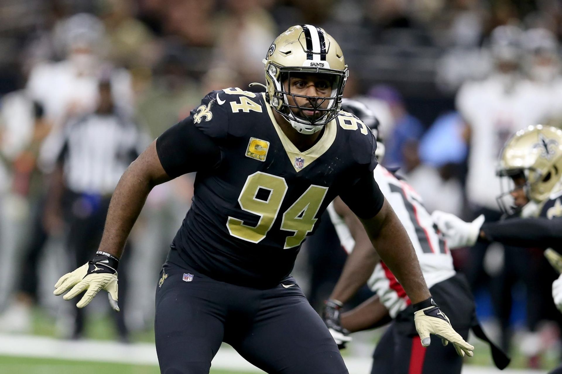 Cam Jordan and his wife Nikki at NFL - New Orleans Saints