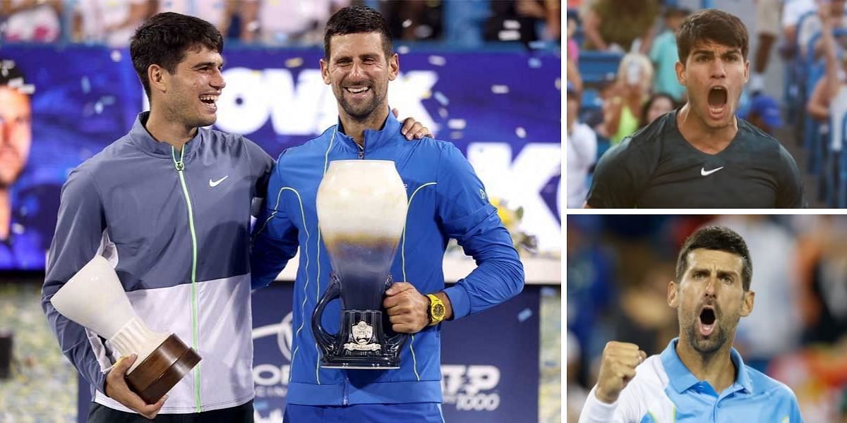 Novak Djokovic and Carlos Alcaraz at Cincinnati Open final
