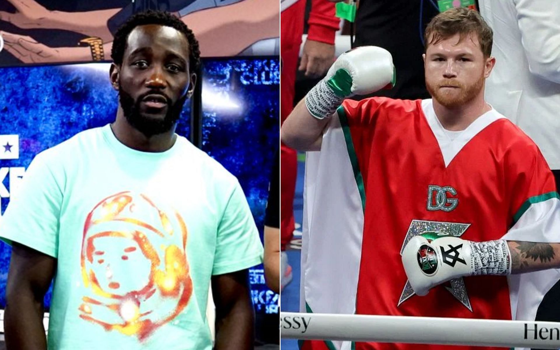 Terence Crawford [Left], and Canelo Alvarez [Right] [Photo credit: @breakfastclubam - Twitter]