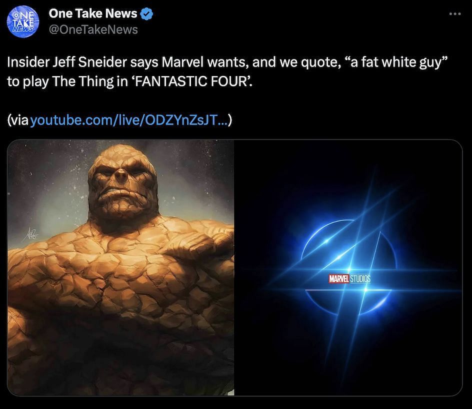 Marvel&#039;s Vision for The Thing: A shift from the stereotypical to embracing diversity (Image via Twitter)