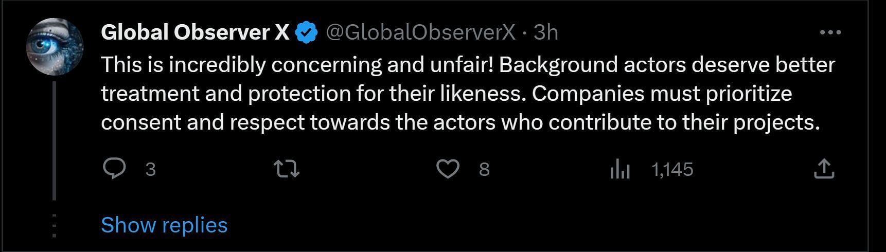 A tweet reply to DF&#039;s post about Central Casting (Image via X)