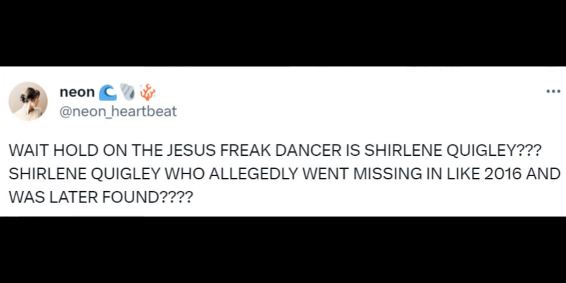 Some netizens recognized Shirlene Quigley as the backup dancer who went missing in 2016. (Image via Twitter/@neon_heartbeat)