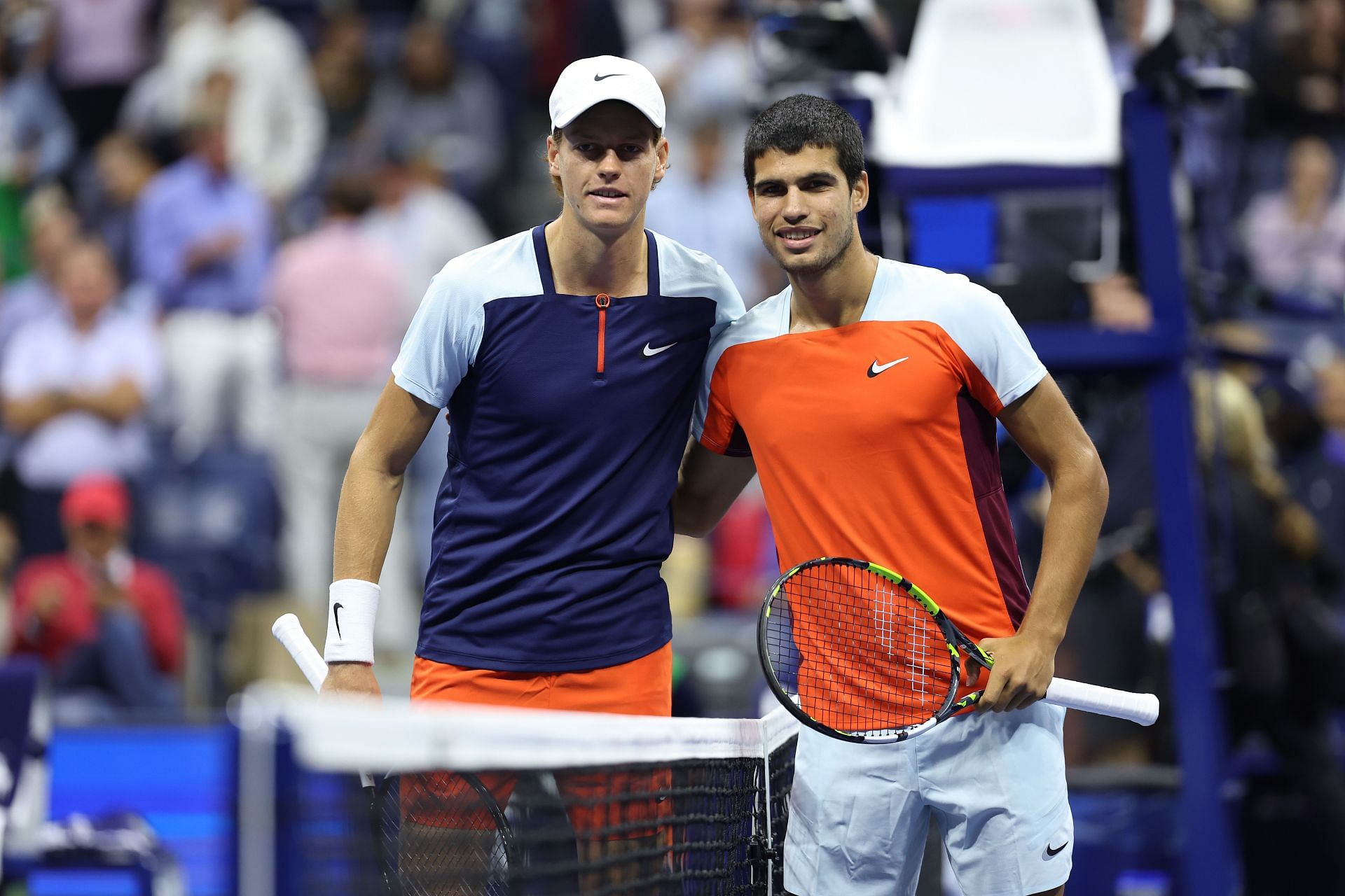 Jannik Sinner and Carlos Alcaraz during US Open, 2022.