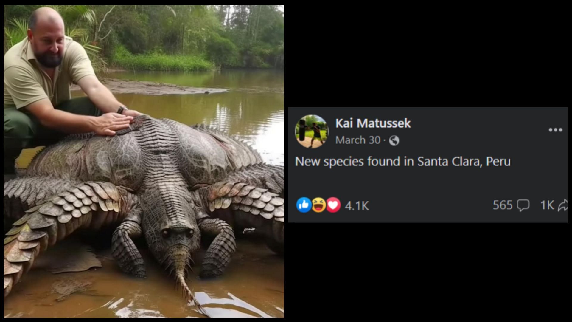 This post, too, claimed that the creature is real (Image via Facebook / Kai Matussek)