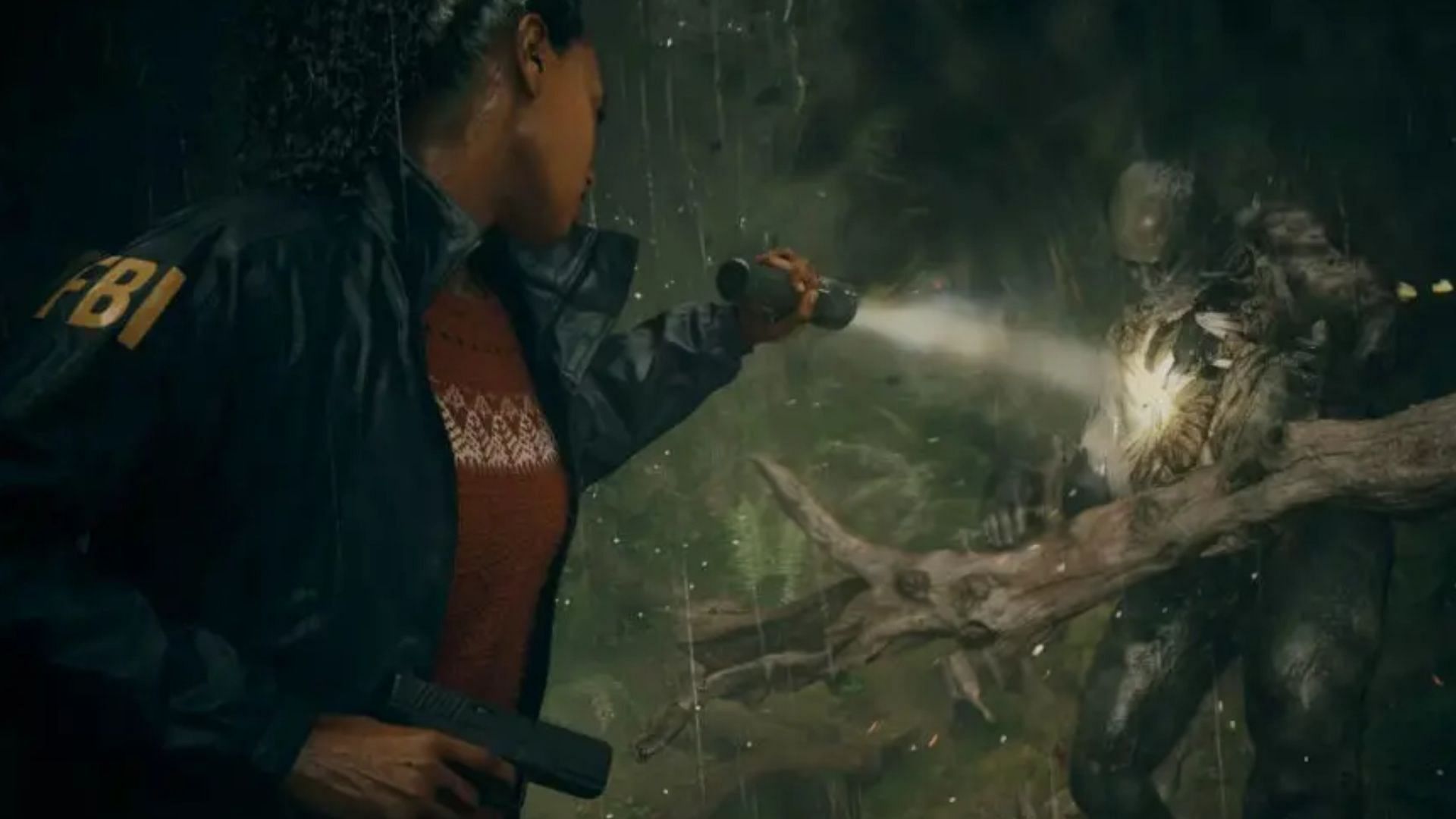 Saga Anderson battling against a terrifying figure (Image via Epic Games)