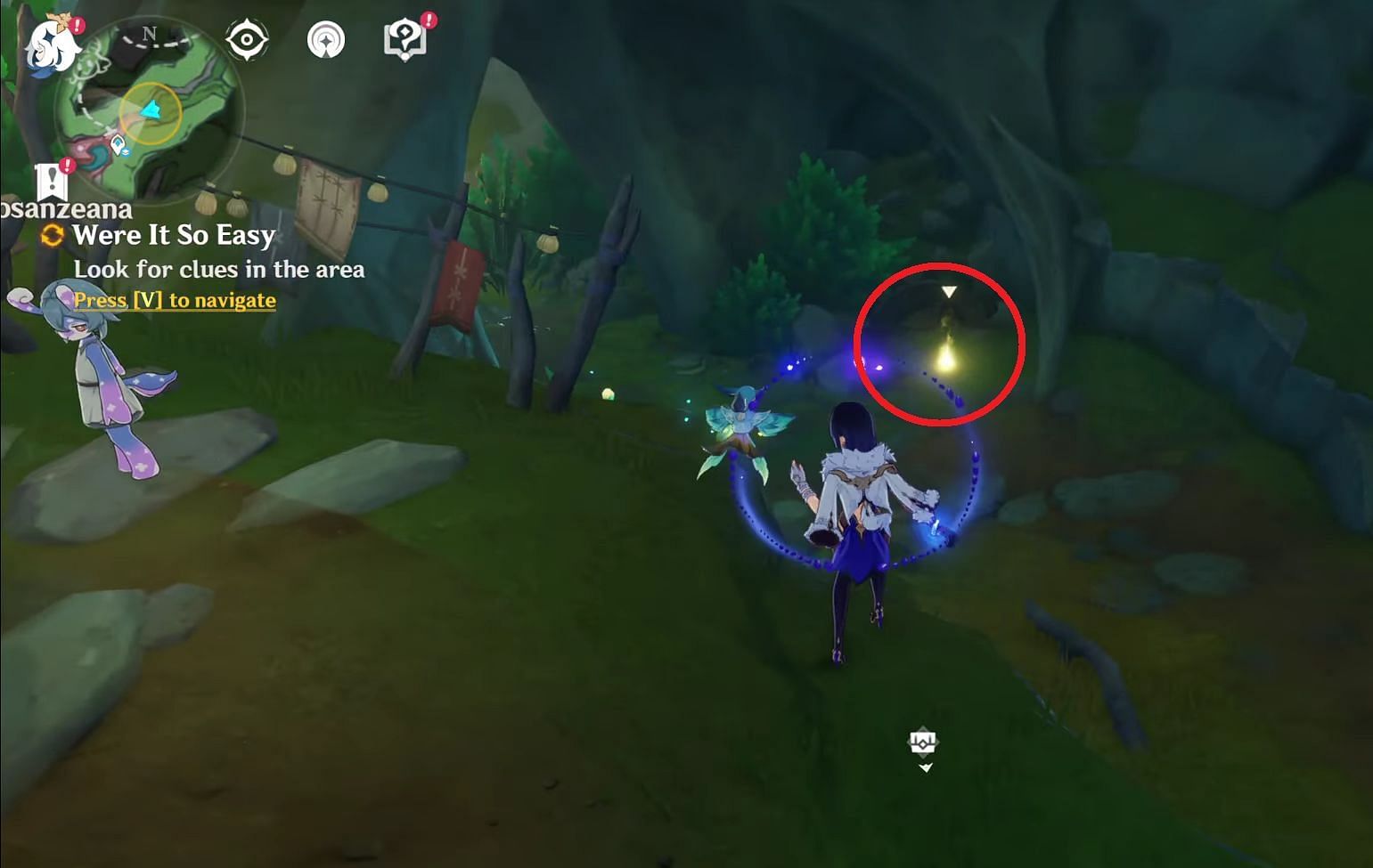 Investigate the marked spot (Image via HoYoverse)