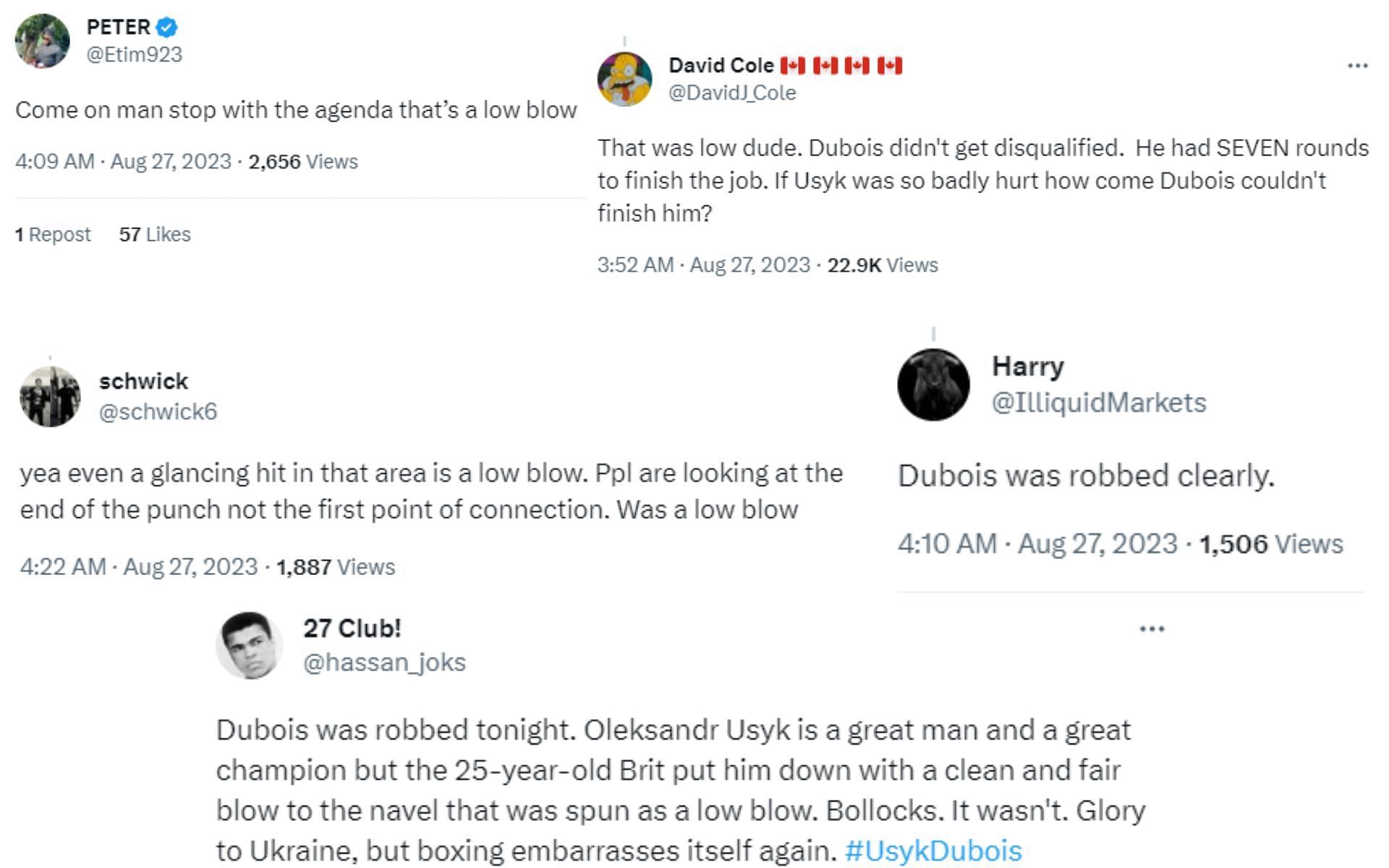 Fans react to the low blow controversy in the Oleksandr Usyk vs. Daniel Dubois fight