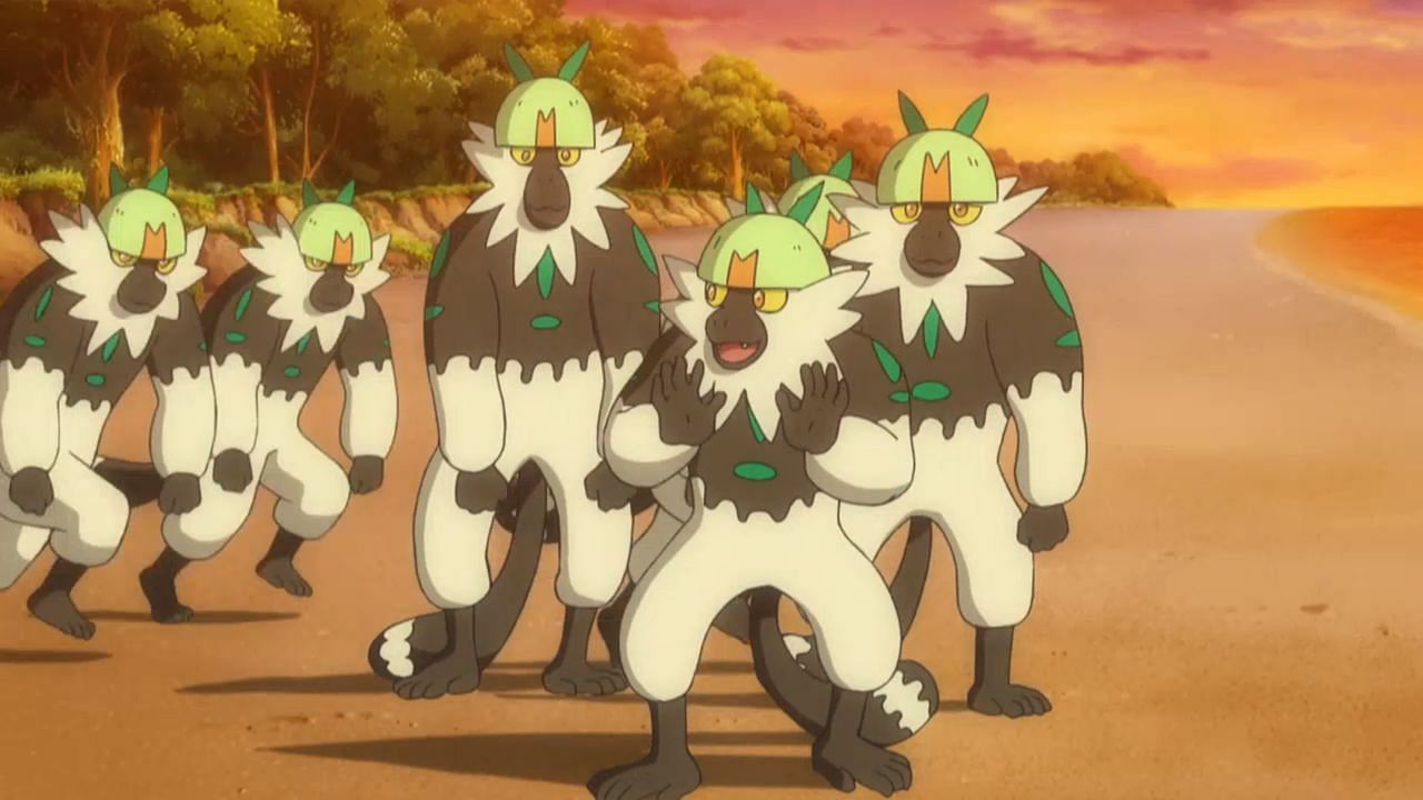 A troop of Passimian as seen in the anime (Image via The Pokemon Company)