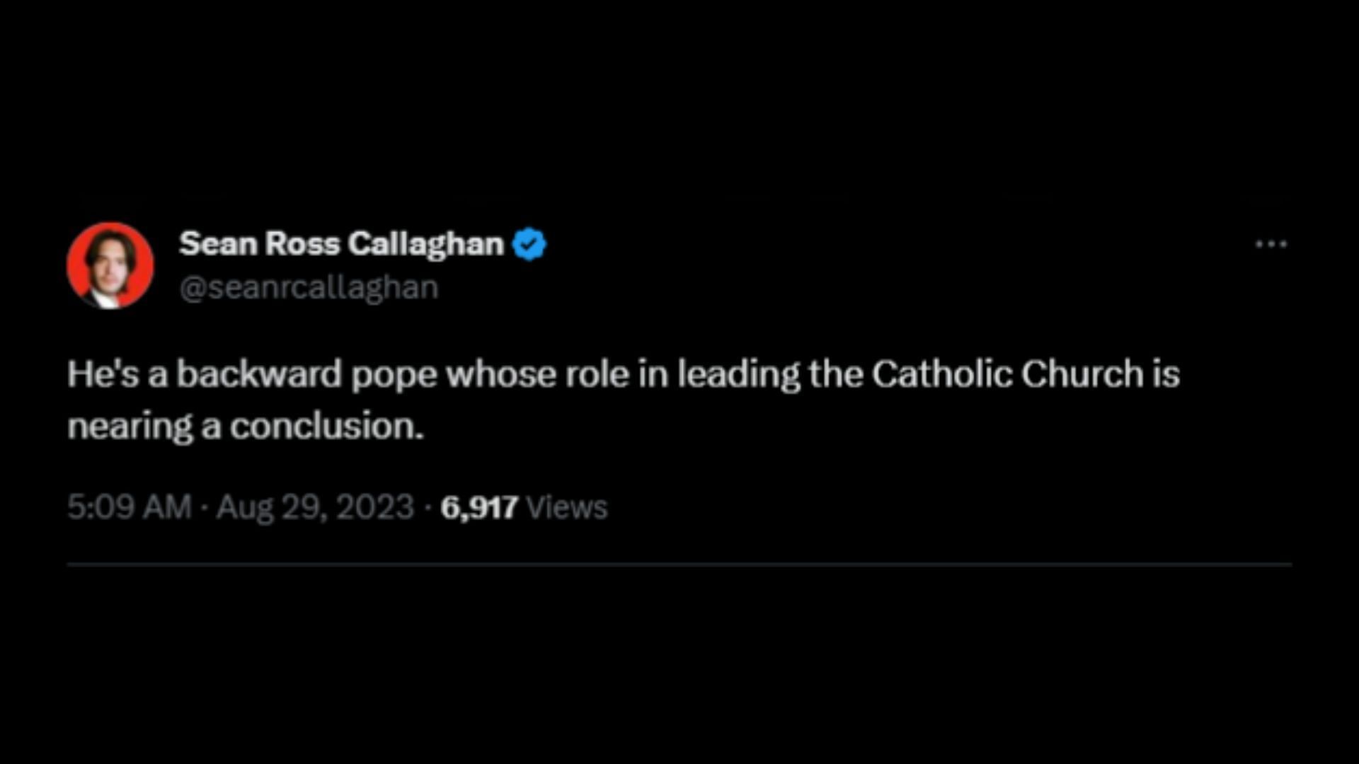 Screenshot of an X user remarking on Pope&#039;s remarks on US Catholics and bishops. (Photo @CraryAP/X)