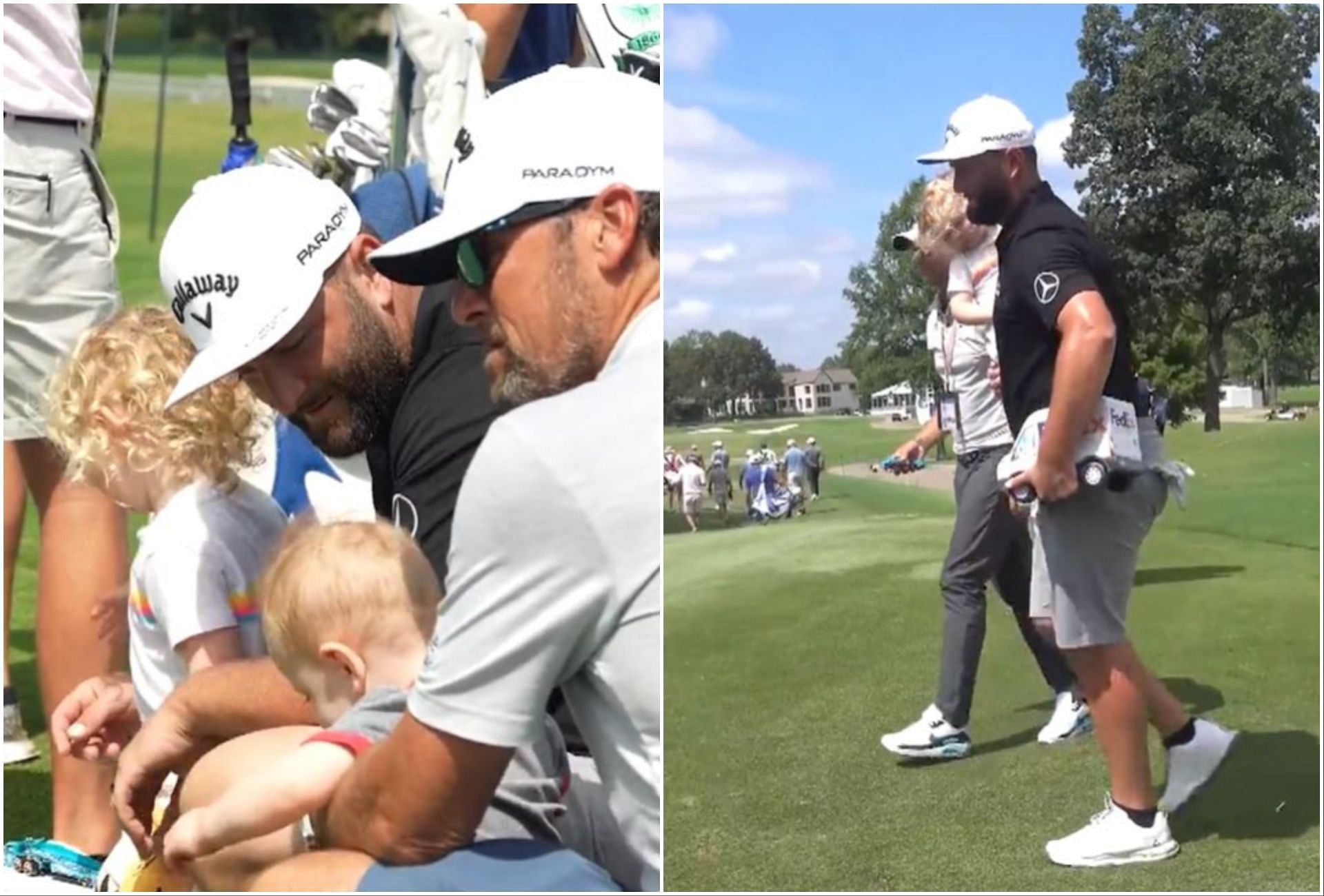 Jon Rahm with his sons Kepa and Eneko (via Twitter/@PGATour)