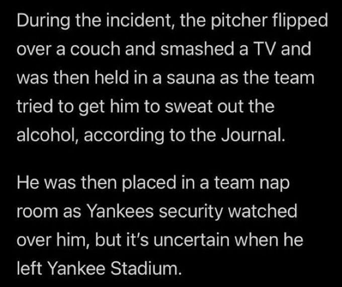 Yankees' Domingo German 'smashed a TV and confronted manager Aaron