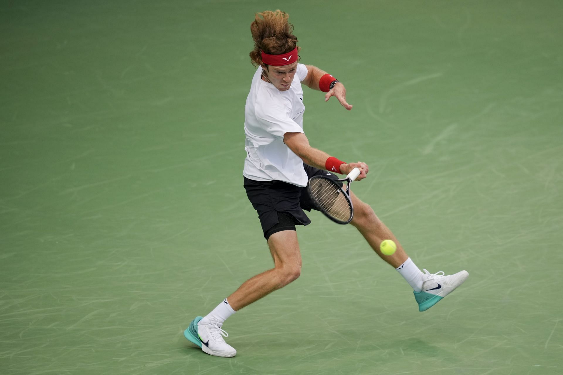 Andrey Rublev in action at Western &amp; Southern Open