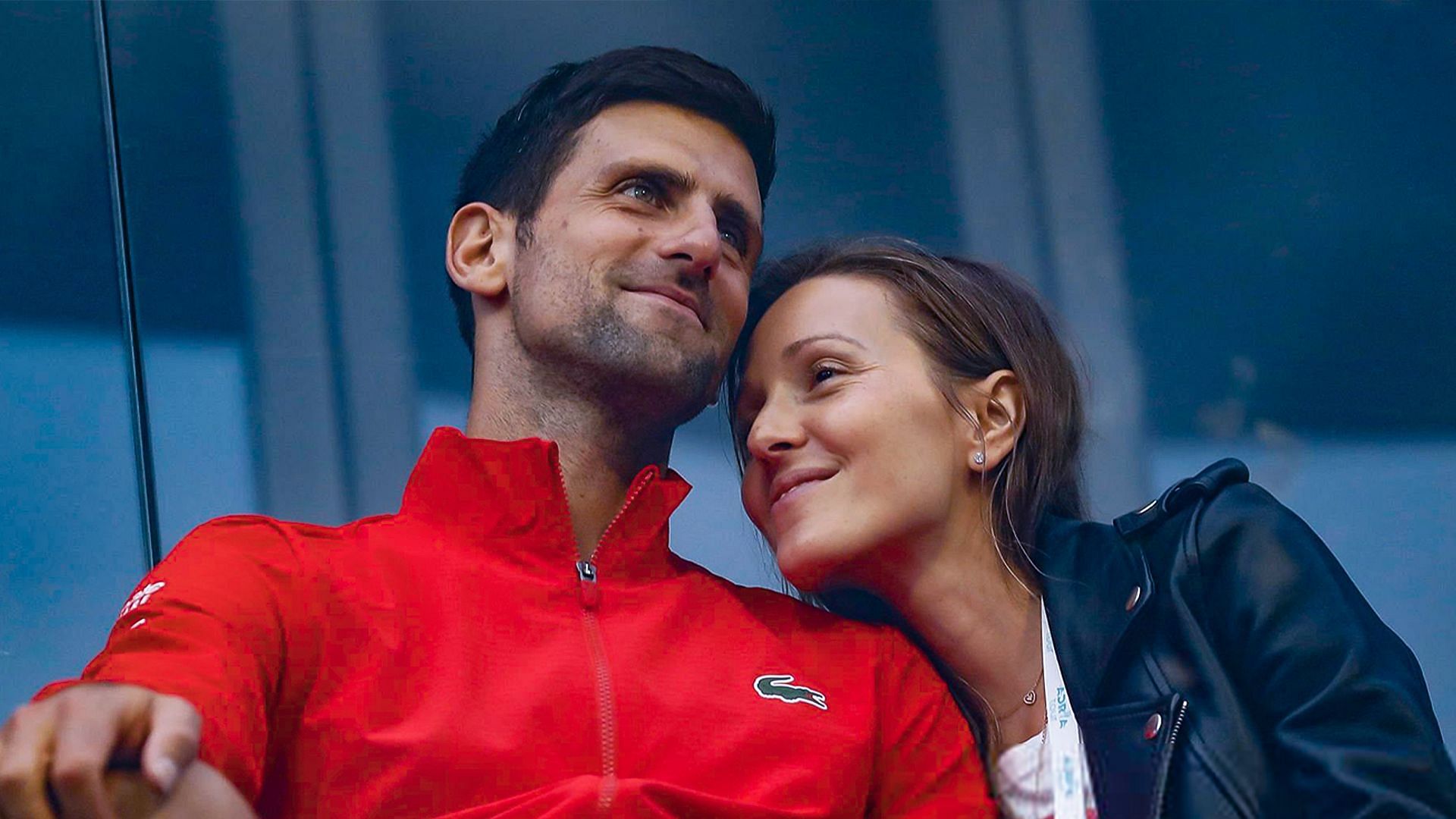 Novak Djokovic(left) with wife Jelena Djokovic(right)