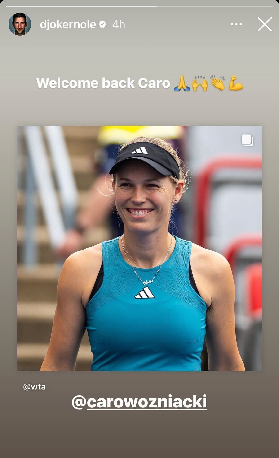 Novak Djokovic Welcomes Wozniacki back on the tour
