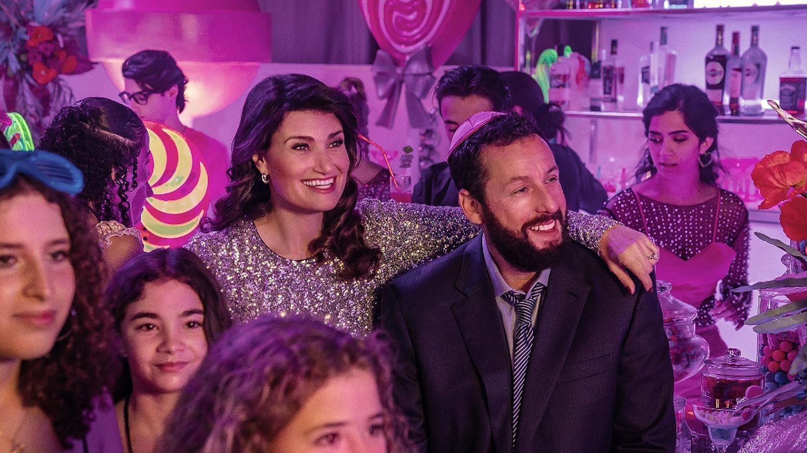 Idina Menzel and Adam Sandler in You Are So Not Invited to My Bat Mitzvah (Image via IMDb)