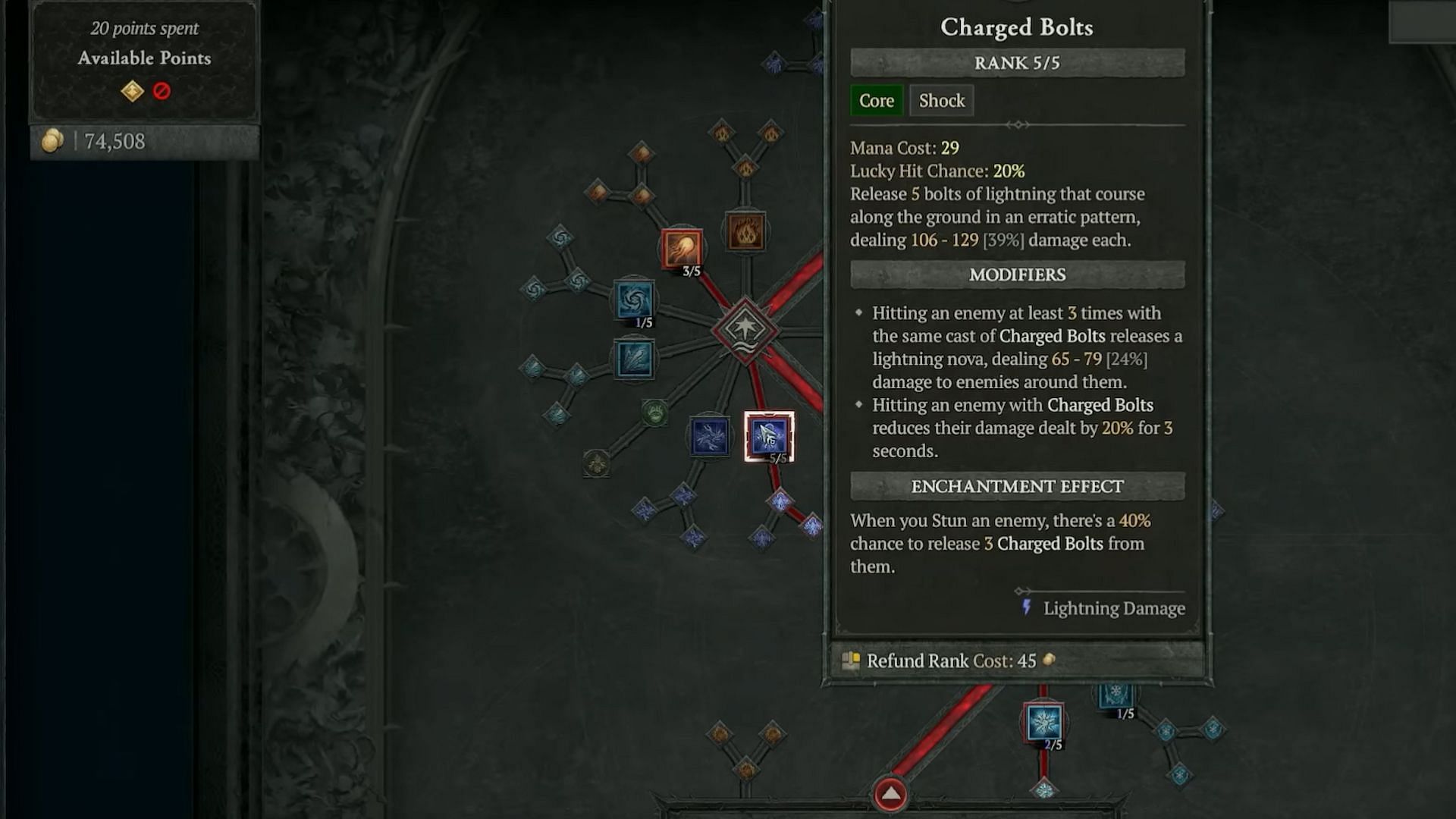 You must invest skill points in Charged Bolts skill (Image via Diablo 4)