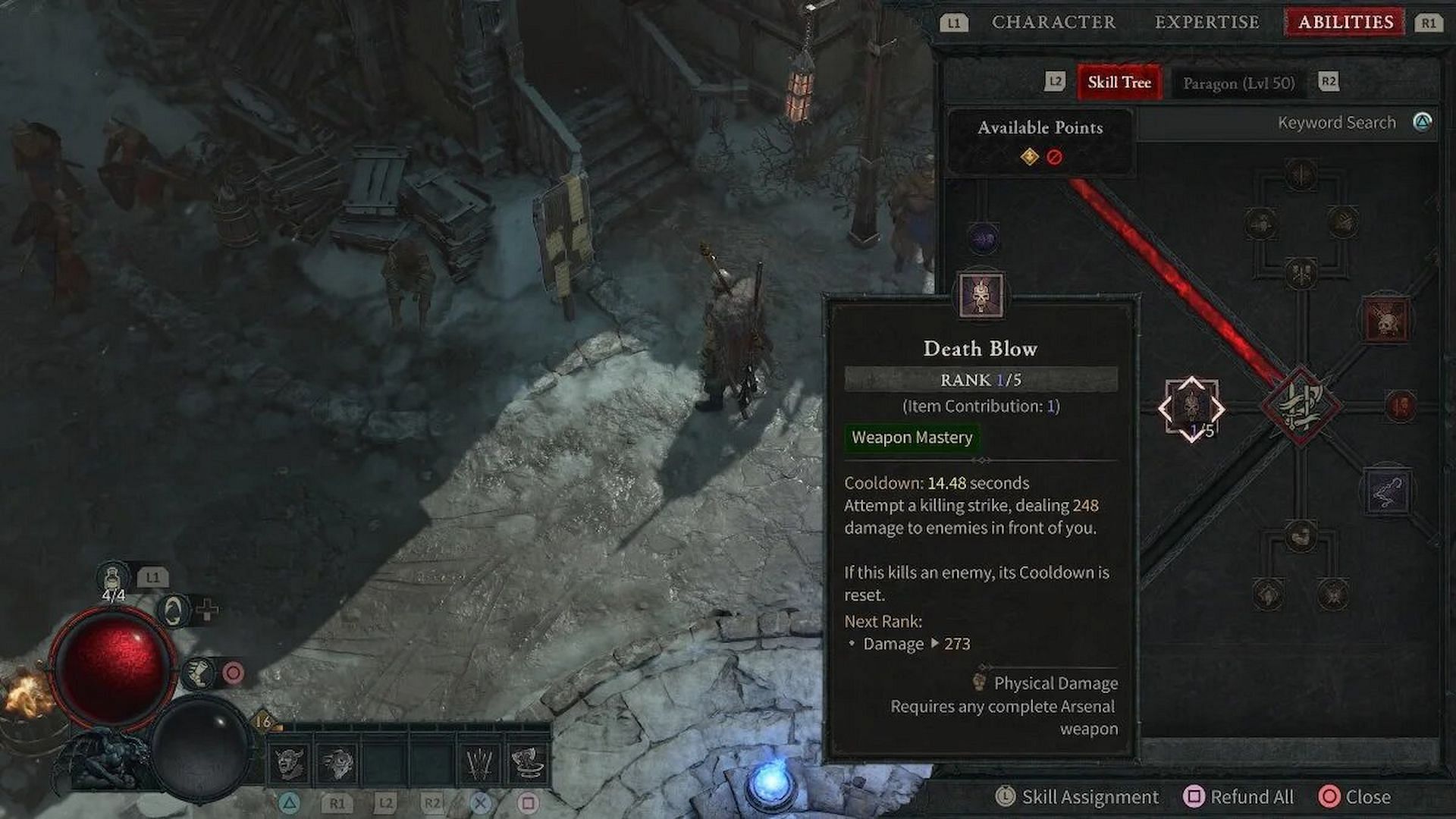 Death Blow skill is instrumental for this build (Image via Diablo 4)
