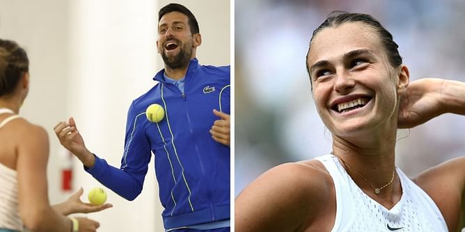 "23 Slams, still can't catch a ball" - Aryna Sabalenka teases Novak Djokovic for his slip-up during their time at Cincinnati Open, Serb responds