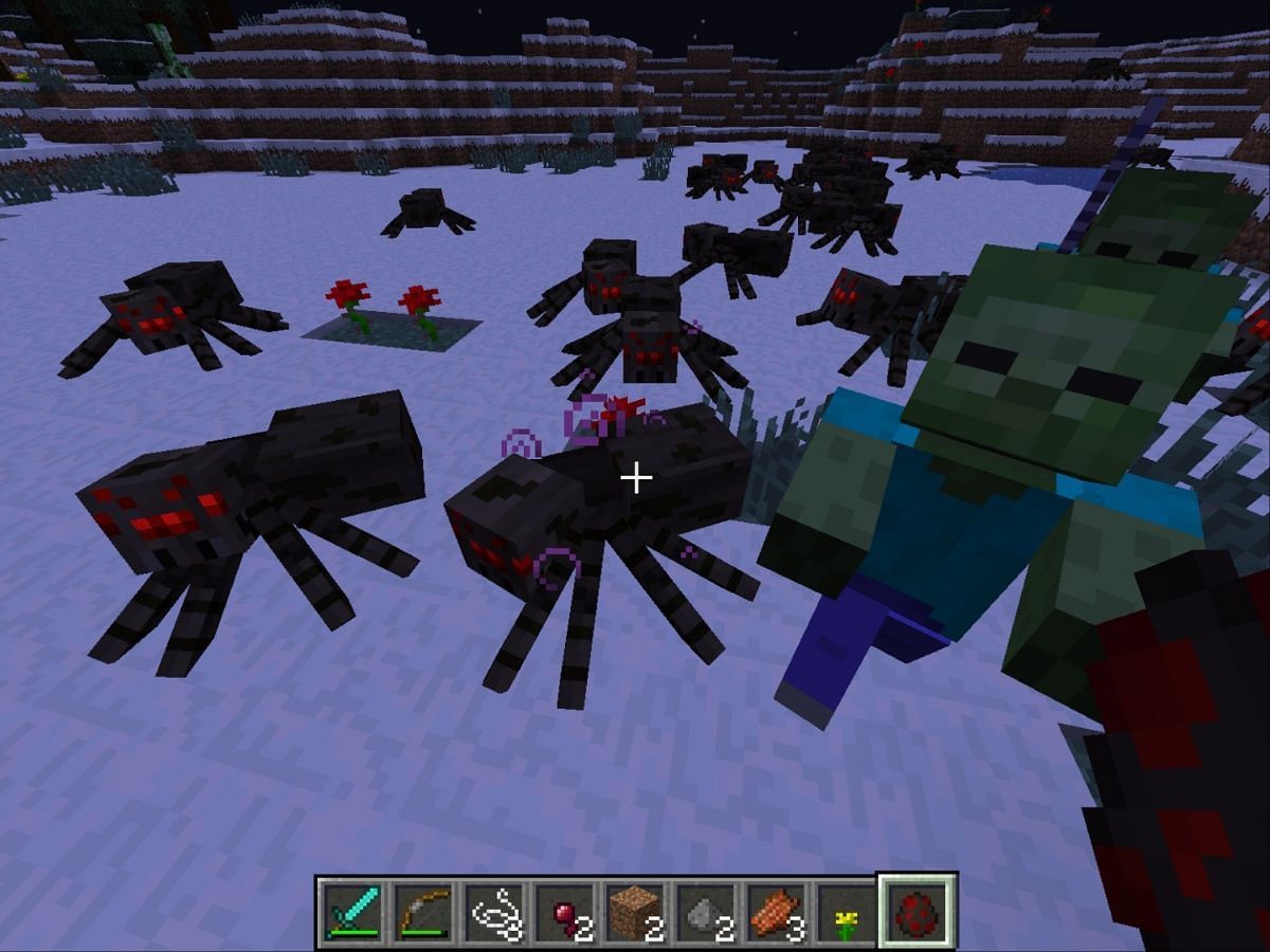 These enemies can overwhelm you, so get the drop on them with a good sword and enchantment. (Image via Mojang Studios)