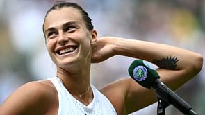 "I hit him with a lot of love" - Aryna Sabalenka jokes after fun-filled session of hitting Canadian Open mascot with tennis balls